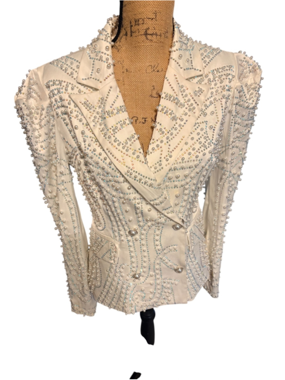 ALL THAT GLITTERS PEARL EMBELLISHED BLAZER SIZE M - Picture 3 of 17